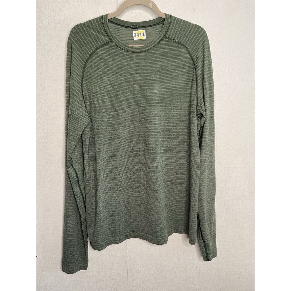 Lululemon Mens Shirt L Green Long Sleeve Raglan‎ Metal Vent Tech Athletic Active